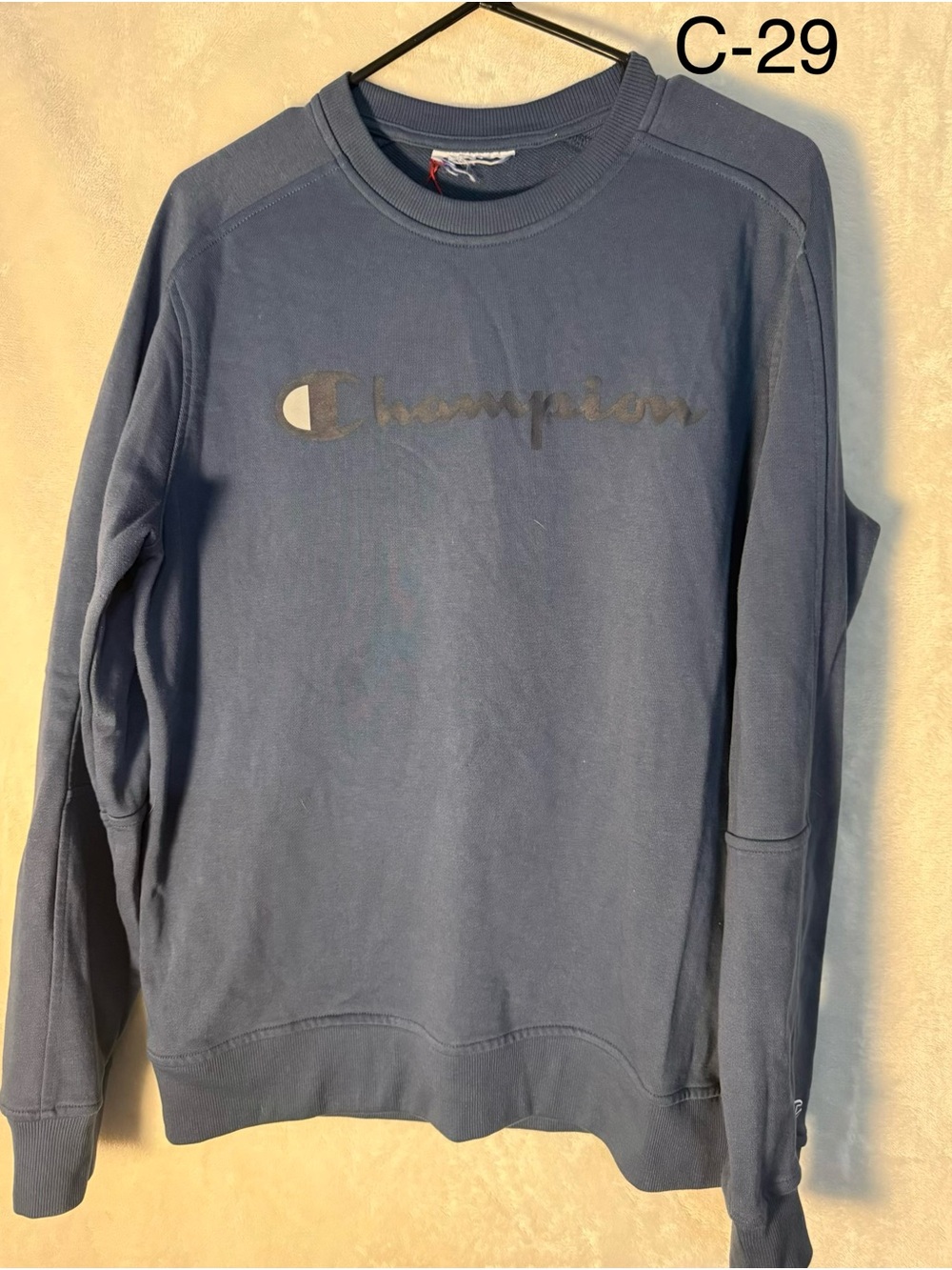 Champion Blue Crewneck Sweatshirt with Script Logo